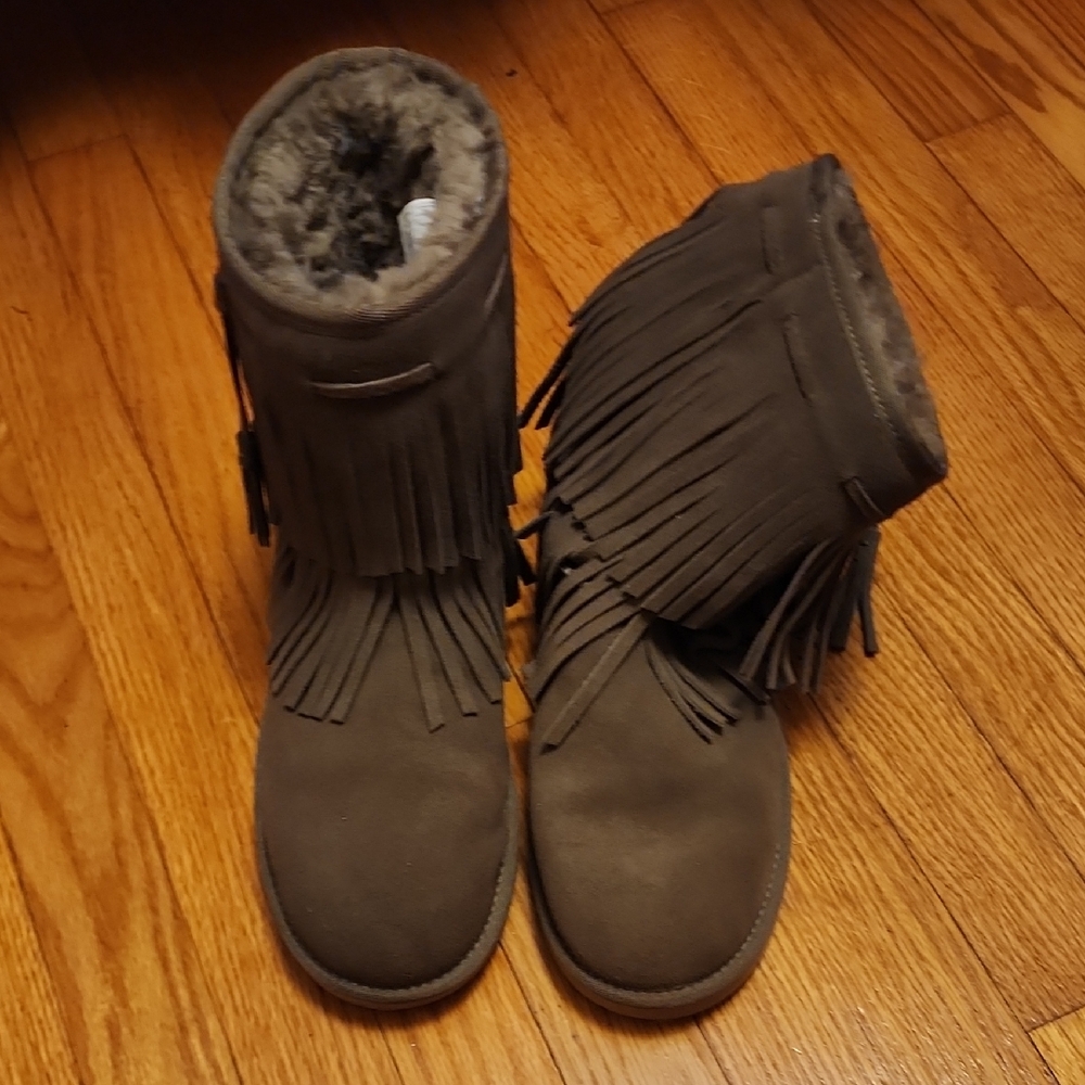 Koolaburra Fringe Ankle Boots - Brown